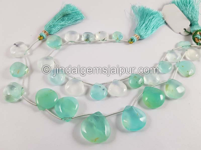 Natural Peruvian Blue Opal Smooth Heart Beads